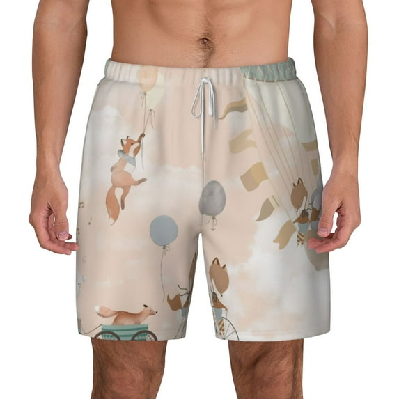 Lsque Mens Swim Trunks Animals Riding Across The Sky1 Pattern - Bathing Suit Compression Liner - Beach Swim Shorts Swimwear - (S-3XL) - Stretch Quick Dry -XX-Large