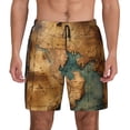 thumbnail image 1 of Lsque Mens Swim Trunks Antique Map Adventure Scene Pattern - Bathing Suit Compression Liner - Beach Swim Shorts Swimwear - (S-3XL) - Stretch Quick Dry -3X-Large, 1 of 9