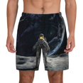 thumbnail image 1 of Lsque Mens Swim Trunks Astronaut Standing In The Moon Pattern - Bathing Suit Compression Liner - Beach Swim Shorts Swimwear - (S-3XL) - Stretch Quick Dry -3X-Large, 1 of 9
