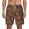 thumbnail image 1 of Lsque Mens Swim Trunks Autumn Pinecone Plants Pattern - Bathing Suit Compression Liner - Beach Swim Shorts Swimwear - (S-3XL) - Stretch Quick Dry -Large, 1 of 9