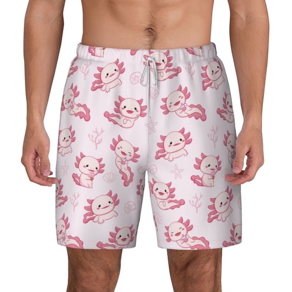 Lsque Mens Swim Trunks Baby Salamander Pattern - Bathing Suit Compression Liner - Beach Swim Shorts Swimwear - (S-3XL) - Stretch Quick Dry -3X-Large