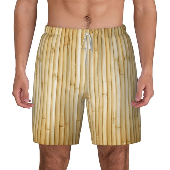 Lsque Mens Swim Trunks Bamboo Wall Pattern - Bathing Suit Compression Liner - Beach Swim Shorts Swimwear - (S-3XL) - Stretch Quick Dry -XX-Large
