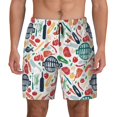 thumbnail image 1 of Lsque Mens Swim Trunks Barbecue Pattern - Bathing Suit Compression Liner - Beach Swim Shorts Swimwear - (S-3XL) - Stretch Quick Dry -Small, 1 of 9