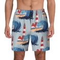 thumbnail image 1 of Lsque Mens Swim Trunks Beacon In The Huge Waves Of The Surf Pattern - Bathing Suit Compression Liner - Beach Swim Shorts Swimwear - (S-3XL) - Stretch Quick Dry -, 1 of 9