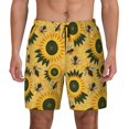 thumbnail image 1 of Lsque Mens Swim Trunks Bees and Sunflowers Pattern - Bathing Suit Compression Liner - Beach Swim Shorts Swimwear - (S-3XL) - Stretch Quick Dry -X-Large, 1 of 9