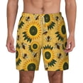 thumbnail image 1 of Lsque Mens Swim Trunks Bees and Sunflowers Pattern - Bathing Suit Compression Liner - Beach Swim Shorts Swimwear - (S-3XL) - Stretch Quick Dry -Large, 1 of 9