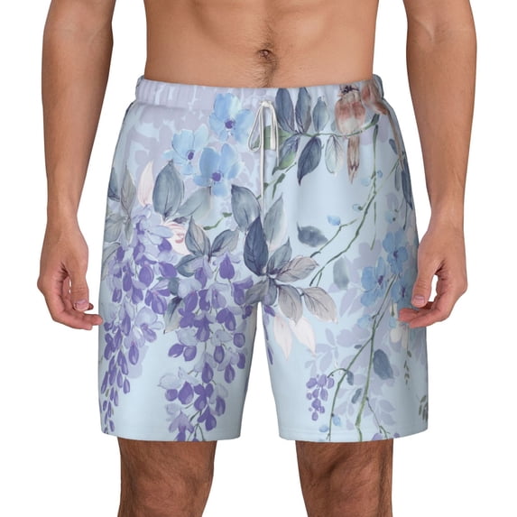 Lsque Mens Swim Trunks Bird Butterfly Stripe Pattern - Bathing Suit Compression Liner - Beach Swim Shorts Swimwear - (S-3XL) - Stretch Quick Dry -XX-Large
