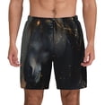 thumbnail image 1 of Lsque Mens Swim Trunks Black And Gold White Horse Pattern - Bathing Suit Compression Liner - Beach Swim Shorts Swimwear - (S-3XL) - Stretch Quick Dry -3X-Large, 1 of 9