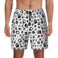 thumbnail image 1 of Lsque Mens Swim Trunks Black Footprints Pattern - Bathing Suit Compression Liner - Beach Swim Shorts Swimwear - (S-3XL) - Stretch Quick Dry -Small, 1 of 9