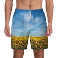 thumbnail image 1 of Lsque Mens Swim Trunks Blooming Sunflower Field Pattern - Bathing Suit Compression Liner - Beach Swim Shorts Swimwear - (S-3XL) - Stretch Quick Dry -Large, 1 of 9