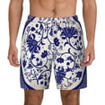 thumbnail image 1 of Lsque Mens Swim Trunks Blue And White Porcelain Pattern Pattern - Bathing Suit Compression Liner - Beach Swim Shorts Swimwear - (S-3XL) - Stretch Quick Dry -Large, 1 of 9
