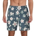 thumbnail image 1 of Lsque Mens Swim Trunks Blue Flower Pattern - Bathing Suit Compression Liner - Beach Swim Shorts Swimwear - (S-3XL) - Stretch Quick Dry -Small, 1 of 9
