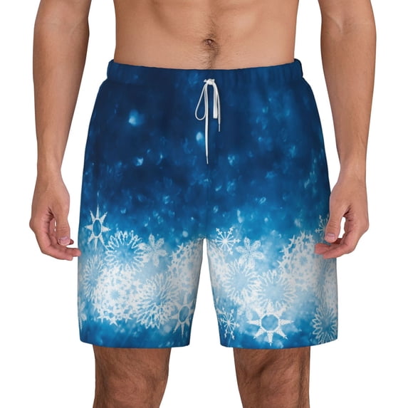 Lsque Mens Swim Trunks Blue Glitter Sparkles Pattern - Bathing Suit Compression Liner - Beach Swim Shorts Swimwear - (S-3XL) - Stretch Quick Dry -XX-Large