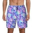thumbnail image 1 of Lsque Mens Swim Trunks Blue Skull Daisy Pattern - Bathing Suit Compression Liner - Beach Swim Shorts Swimwear - (S-3XL) - Stretch Quick Dry -XX-Large, 1 of 9