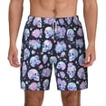 thumbnail image 1 of Lsque Mens Swim Trunks Blue Skull Flower Pattern - Bathing Suit Compression Liner - Beach Swim Shorts Swimwear - (S-3XL) - Stretch Quick Dry -X-Large, 1 of 9