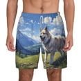 thumbnail image 1 of Lsque Mens Swim Trunks Blue Sky Dog Pattern - Bathing Suit Compression Liner - Beach Swim Shorts Swimwear - (S-3XL) - Stretch Quick Dry -3X-Large, 1 of 9