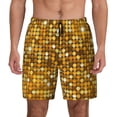 thumbnail image 1 of Lsque Mens Swim Trunks Bright Shiny Golden Pattern - Bathing Suit Compression Liner - Beach Swim Shorts Swimwear - (S-3XL) - Stretch Quick Dry -Small, 1 of 9