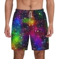 thumbnail image 1 of Lsque Mens Swim Trunks Bright Universe Pattern - Bathing Suit Compression Liner - Beach Swim Shorts Swimwear - (S-3XL) - Stretch Quick Dry -Large, 1 of 9