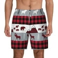 thumbnail image 1 of Lsque Mens Swim Trunks Buffalo Plaid Forest Pattern - Bathing Suit Compression Liner - Beach Swim Shorts Swimwear - (S-3XL) - Stretch Quick Dry -3X-Large, 1 of 9