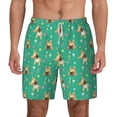 thumbnail image 1 of Lsque Mens Swim Trunks Bulldog Puppy Flower Pattern - Bathing Suit Compression Liner - Beach Swim Shorts Swimwear - (S-3XL) - Stretch Quick Dry -Medium, 1 of 9
