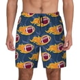 thumbnail image 1 of Lsque Mens Swim Trunks Burning Rugby Balls Pattern - Bathing Suit Compression Liner - Beach Swim Shorts Swimwear - (S-3XL) - Stretch Quick Dry -XX-Large, 1 of 9