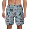 thumbnail image 1 of Lsque Mens Swim Trunks Camping Caravan Pattern - Bathing Suit Compression Liner - Beach Swim Shorts Swimwear - (S-3XL) - Stretch Quick Dry -3X-Large, 1 of 9
