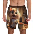 thumbnail image 1 of Lsque Mens Swim Trunks Cartoon Cooking Cat Pattern - Bathing Suit Compression Liner - Beach Swim Shorts Swimwear - (S-3XL) - Stretch Quick Dry -Large, 1 of 9