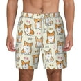 thumbnail image 1 of Lsque Mens Swim Trunks Cartoon Corgi Pattern - Bathing Suit Compression Liner - Beach Swim Shorts Swimwear - (S-3XL) - Stretch Quick Dry -Large, 1 of 9