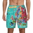 thumbnail image 1 of Lsque Mens Swim Trunks Cartoon Map Of Europe Pattern - Bathing Suit Compression Liner - Beach Swim Shorts Swimwear - (S-3XL) - Stretch Quick Dry -XX-Large, 1 of 9