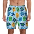 thumbnail image 1 of Lsque Mens Swim Trunks Cartoon Monster Pattern - Bathing Suit Compression Liner - Beach Swim Shorts Swimwear - (S-3XL) - Stretch Quick Dry -X-Large, 1 of 9