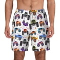 thumbnail image 1 of Lsque Mens Swim Trunks Cartoon Monster Trucks1 Pattern - Bathing Suit Compression Liner - Beach Swim Shorts Swimwear - (S-3XL) - Stretch Quick Dry -Small, 1 of 9