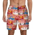 thumbnail image 1 of Lsque Mens Swim Trunks Cartoon with Traffic Elements Pattern - Bathing Suit Compression Liner - Beach Swim Shorts Swimwear - (S-3XL) - Stretch Quick Dry -Medium, 1 of 9