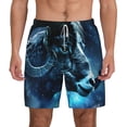 thumbnail image 1 of Lsque Mens Swim Trunks Celestial Ram Night Sky Pattern - Bathing Suit Compression Liner - Beach Swim Shorts Swimwear - (S-3XL) - Stretch Quick Dry -3X-Large, 1 of 9