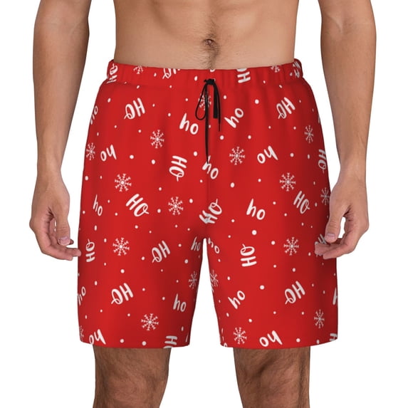 Lsque Mens Swim Trunks Christmas Pattern - Bathing Suit Compression Liner - Beach Swim Shorts Swimwear - (S-3XL) - Stretch Quick Dry -X-Large