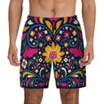 thumbnail image 1 of Lsque Mens Swim Trunks Cinco De Mayo Floral Pattern - Bathing Suit Compression Liner - Beach Swim Shorts Swimwear - (S-3XL) - Stretch Quick Dry -Small, 1 of 9