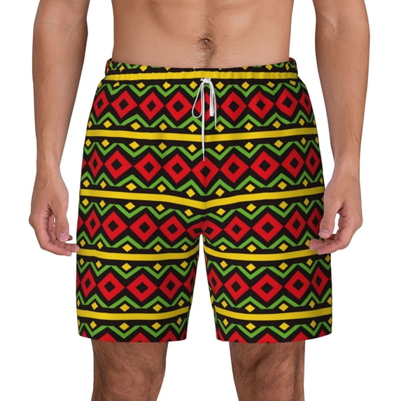 Lsque Mens Swim Trunks Classic Color Music Pattern - Bathing Suit Compression Liner - Beach Swim Shorts Swimwear - (S-3XL) - Stretch Quick Dry -3X-Large