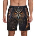 thumbnail image 1 of Lsque Mens Swim Trunks Classical Style Brown Owl Pattern - Bathing Suit Compression Liner - Beach Swim Shorts Swimwear - (S-3XL) - Stretch Quick Dry -X-Large, 1 of 9
