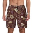thumbnail image 1 of Lsque Mens Swim Trunks Coffee and Flowers Pattern - Bathing Suit Compression Liner - Beach Swim Shorts Swimwear - (S-3XL) - Stretch Quick Dry -X-Large, 1 of 9