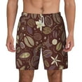 thumbnail image 1 of Lsque Mens Swim Trunks Coffee and Flowers Pattern - Bathing Suit Compression Liner - Beach Swim Shorts Swimwear - (S-3XL) - Stretch Quick Dry -XX-Large, 1 of 9