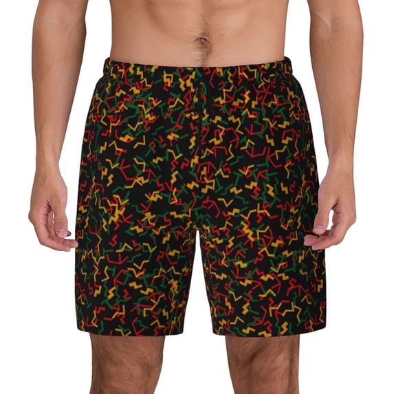 Lsque Mens Swim Trunks Color Music Pattern - Bathing Suit Compression Liner - Beach Swim Shorts Swimwear - (S-3XL) - Stretch Quick Dry -3X-Large