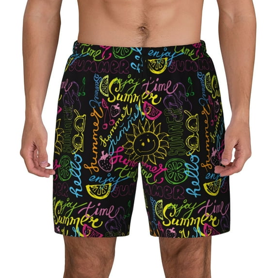 Lsque Mens Swim Trunks Color Summer Pattern - Bathing Suit Compression Liner - Beach Swim Shorts Swimwear - (S-3XL) - Stretch Quick Dry -Small
