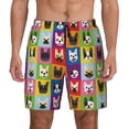 thumbnail image 1 of Lsque Mens Swim Trunks Colorful Bulldog Pattern - Bathing Suit Compression Liner - Beach Swim Shorts Swimwear - (S-3XL) - Stretch Quick Dry -Small, 1 of 9