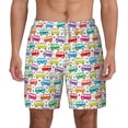 thumbnail image 1 of Lsque Mens Swim Trunks Colorful Bus Pattern - Bathing Suit Compression Liner - Beach Swim Shorts Swimwear - (S-3XL) - Stretch Quick Dry -3X-Large, 1 of 9