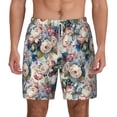thumbnail image 1 of Lsque Mens Swim Trunks Colorful Flowers Pattern - Bathing Suit Compression Liner - Beach Swim Shorts Swimwear - (S-3XL) - Stretch Quick Dry -Medium, 1 of 9