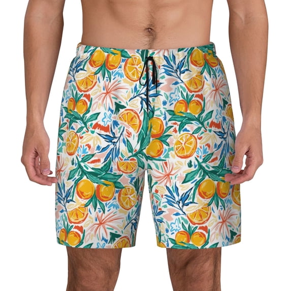 Lsque Mens Swim Trunks Colorful Fruits Pattern - Bathing Suit Compression Liner - Beach Swim Shorts Swimwear - (S-3XL) - Stretch Quick Dry -3X-Large