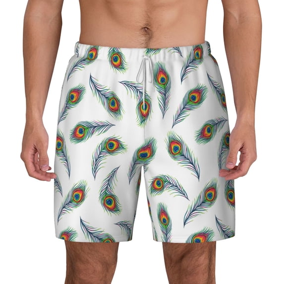 Lsque Mens Swim Trunks Colorful Grass Pattern - Bathing Suit Compression Liner - Beach Swim Shorts Swimwear - (S-3XL) - Stretch Quick Dry -X-Large