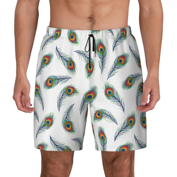 Lsque Mens Swim Trunks Colorful Grass Pattern - Bathing Suit Compression Liner - Beach Swim Shorts Swimwear - (S-3XL) - Stretch Quick Dry -XX-Large