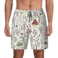 thumbnail image 1 of Lsque Mens Swim Trunks Colorful Mushrooms and Plants Pattern - Bathing Suit Compression Liner - Beach Swim Shorts Swimwear - (S-3XL) - Stretch Quick Dry -Small, 1 of 9
