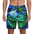 thumbnail image 1 of Lsque Mens Swim Trunks Colorful Stained Glass Crocodile Pattern - Bathing Suit Compression Liner - Beach Swim Shorts Swimwear - (S-3XL) - Stretch Quick Dry -Large, 1 of 9