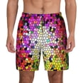 thumbnail image 1 of Lsque Mens Swim Trunks Colorful Tie Dye Stained Glass 3 Pattern - Bathing Suit Compression Liner - Beach Swim Shorts Swimwear - (S-3XL) - Stretch Quick Dry -Medium, 1 of 9